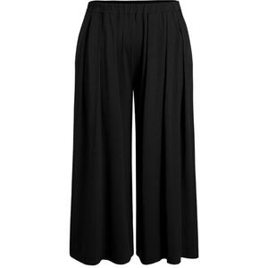 Black CIDER Solid Elastic Waist Pocket Wide Leg Pants Curve & Plus 1X